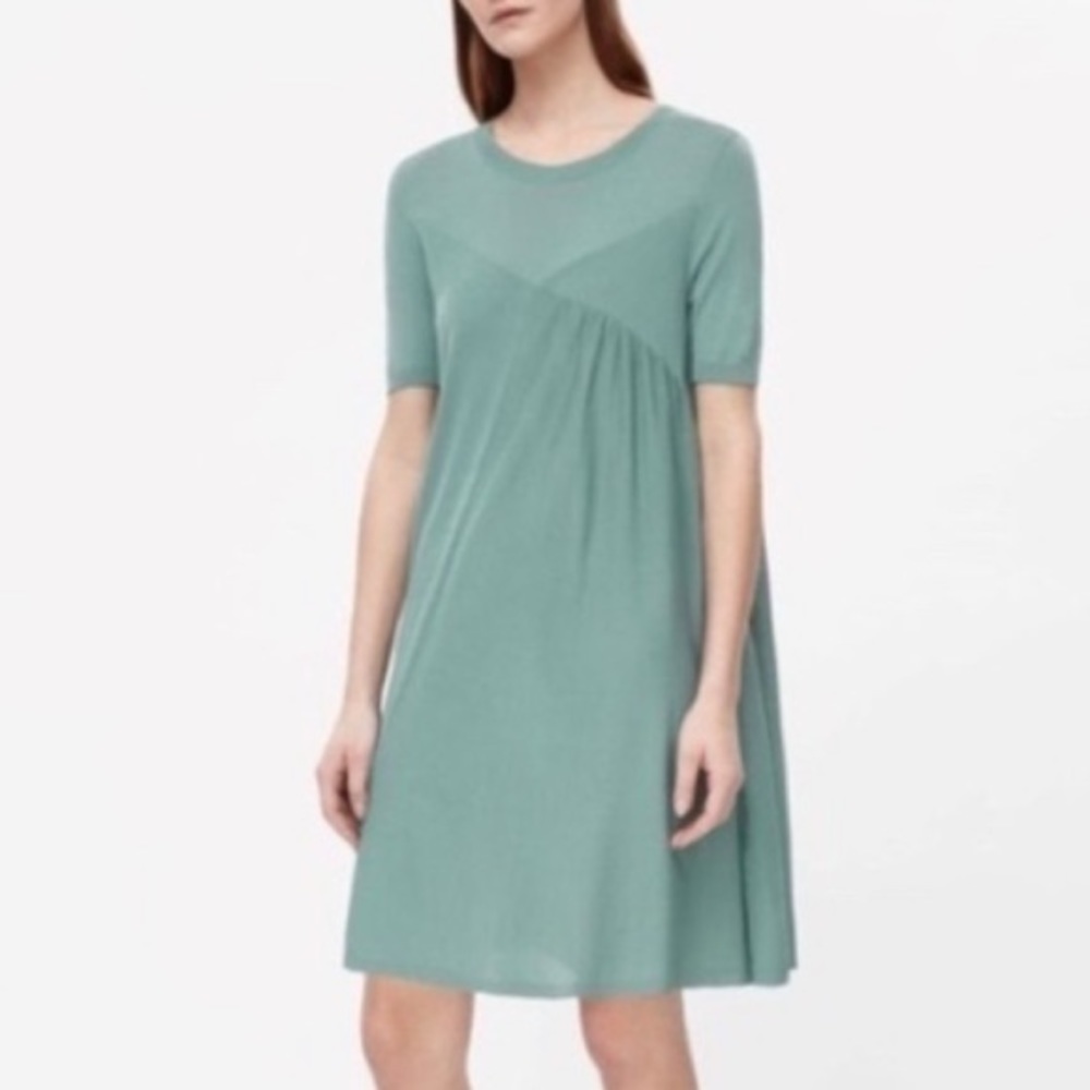 COS Mint Green Short-Sleeve A-Line Dress